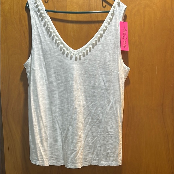 Lilly Pulitzer White Sleeveless Tank Top with Cut Out Design - Picture 1 of 3